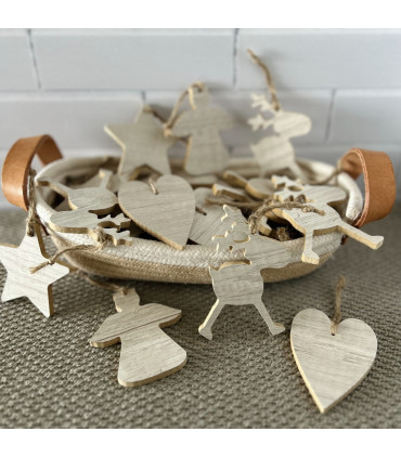 Adornos de Madera para el Árbol de Navidad x 12