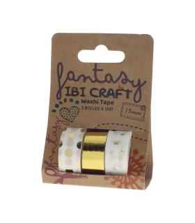 Washi Tape Box 3 Rollos de 5 m Gold Ibicraft Washi Tape Box 3 Rollos de 5 m Gold Ibicraft