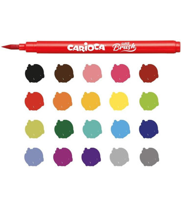 Marcadores con Punta Pincel Super Brush Carioca x 20