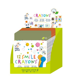 Crayones Smile y Owl Haku Yoka x 12 8 Pz en 2 Diseños con Exhibidor
