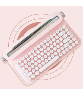 Teclado Vintage Bluetooth Pink Ibicraft Teclado Vintage Bluetooth Pink Ibicraft