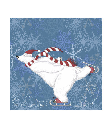 Servilletas 33 x 33 cm Polar Bear Skate Xmas