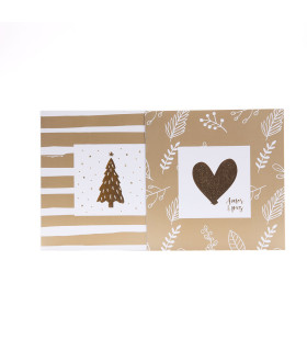 Tarjetas Stamping Rayas y Hojas Doradas - PACK x 12 Tarjetas Stamping Rayas y Hojas Doradas - PACK x 12