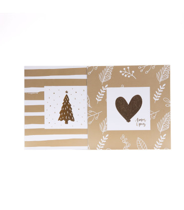 Tarjetas Stamping Rayas y Hojas Doradas - PACK x 12