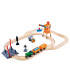Set de Pista de Vías y Cruce con Tren y Grúa de Juguete Hape