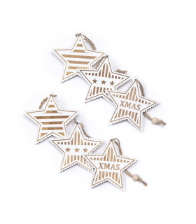 Adorno de Estrella Blanca de Madera 8 cm x 6 Alparamis Adorno de Estrella Blanca de Madera 8 cm x 6 Alparamis
