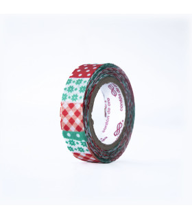 Cinta Fun Tape Patchwork Verde y Rojo 1.5 cm x 5 metros