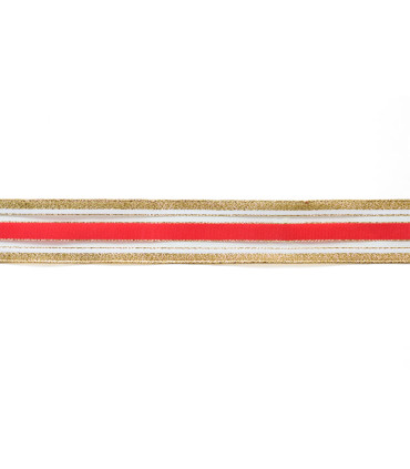 Cinta Samarian con Alambre Dorada y Roja 4 cm x 10 metros