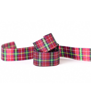 Cinta Escocesa Metalizada Bordó 2.5 cm x 10 metros