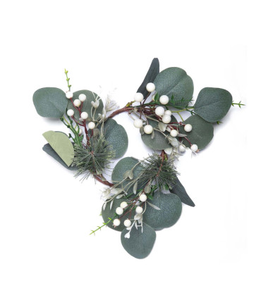 Corona de Hojas con Bayas Blancas 28 cm Alparamis XY23-143