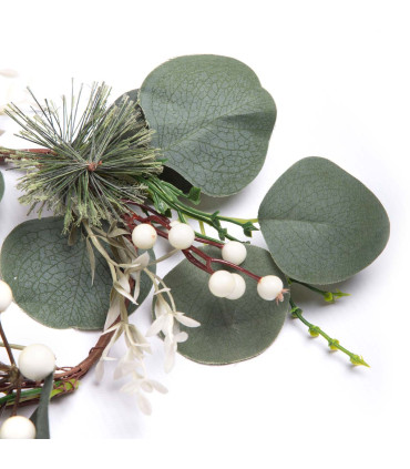 Corona de Hojas con Bayas Blancas 28 cm Alparamis XY23-143