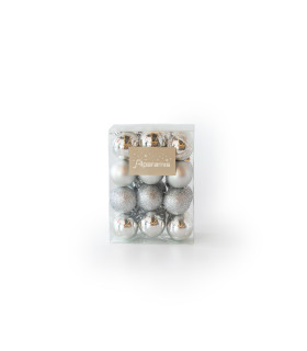 Set de 24 Bolas de 2 cm Plateadas Alparamis