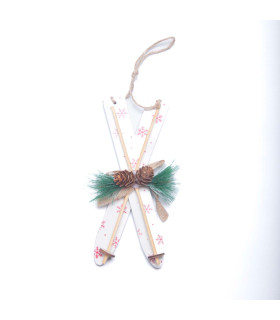 Adorno Navideño de Tela y Madera Rojo y Blanco 19 cm Alparamis