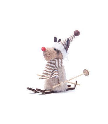 Adorno de Reno con Esquís 14 cm Alparamis