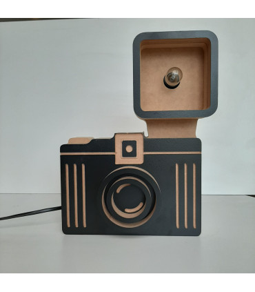 Lámpara Cámara Retro de Madera 25 cm