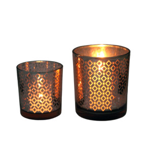 Fanal de Vidrio Rombos Rosa 9 x 10 cm