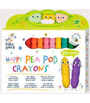 Crayones Happy Pea Pod Haku Yoka x 24 con Exhibidor