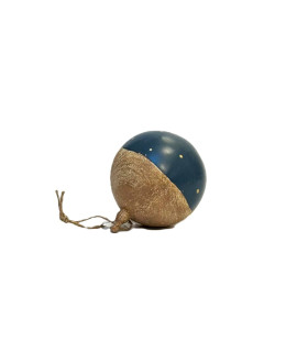 Bola de Navidad Azul y Madera 8 cm Alparamis