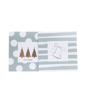 Tarjetas Stamping Rayas y Lunares Verdes - PACK x 12