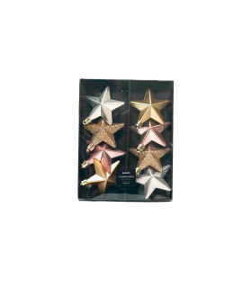 Estrellas Rosas Doradas y Plateadas de 6 cm x 8 Alparamis