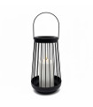 Farol Negro 26 cm con Vela Pilar LED Alparamis