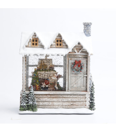 Adorno de Cabaña de Santa con LED 23 cm Alparamis