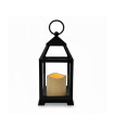 Farol Negro 22 cm con Vela Pilar LED Alparamis