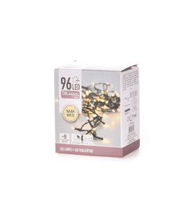 96 Luces LED a Pila Blanca con Cable Negro Alparamis