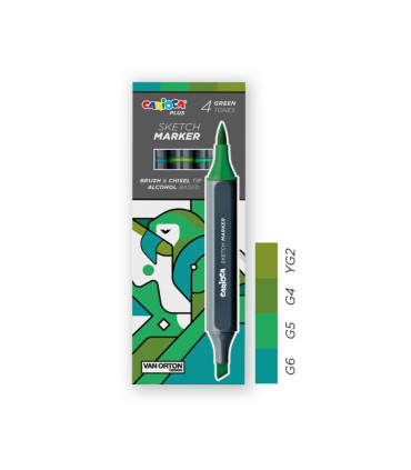 Marcadores Sketch Doble Punta Carioca Plus x 4 Verde