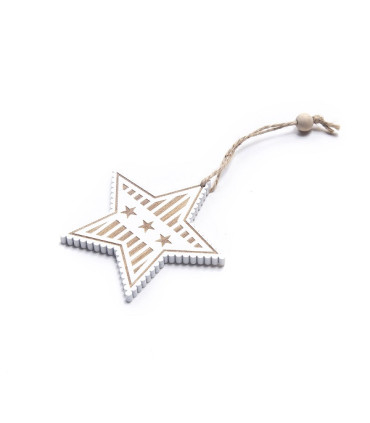 Adorno de Estrella Blanca de Madera 8 cm x 6 Alparamis