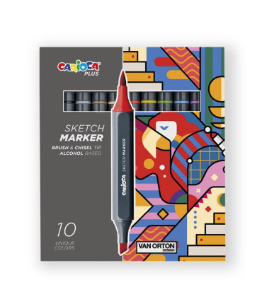 Marcadores Sketch Doble Punta Carioca Plus x 10