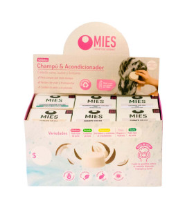 Caja Exhibidora con 18 Shampoo y Acondicionadores Sólidos Mies