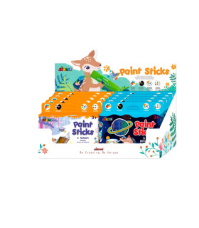 Caja de 6 Sticks de Pinturas Sólidas 12 Pz en 2 Diseños con Exhibidor Avenir