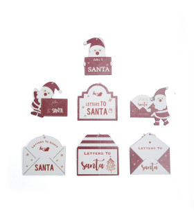 Adorno de Madera para el Árbol Carta de Santa 8 cm Alparamis