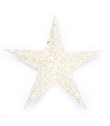 Estrella de Papel blanca y dorada con LED 60 cm Alparamis