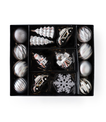 Set de 20 Adornos Surtidos para Árbol Plateados Alparamis