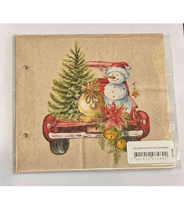 Servilletas Recicladas 33 x 33 cm Car Snowman Xmas