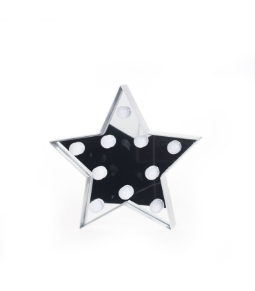 Espejo estrella plateada con luz LED Alparamis