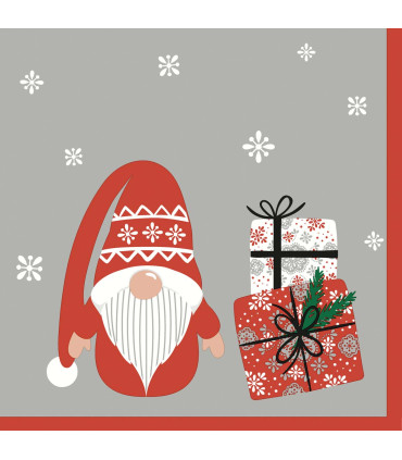 Servilletas 33 x 33 cm Gnome with Gifts Xmas