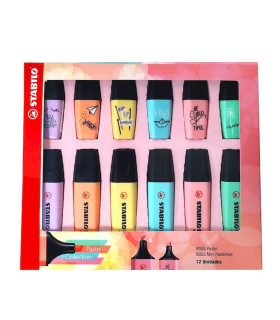 Caja de 6 Resaltadores y 6 Mini Resaltadores Boss Pastel de Stabilo