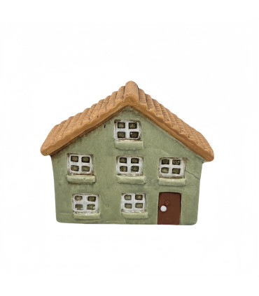Adorno de Navidad Casita de Cerámica Verde 8 cm Alparamis