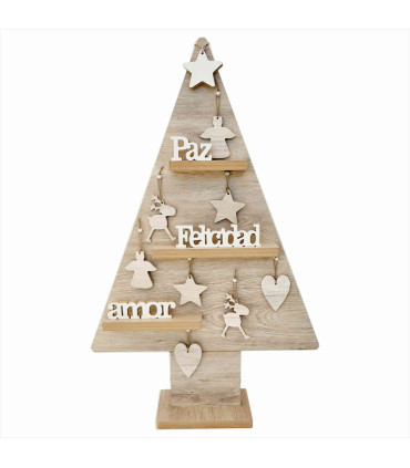Adorno de Pino con Repisas y Figuras 78 cm