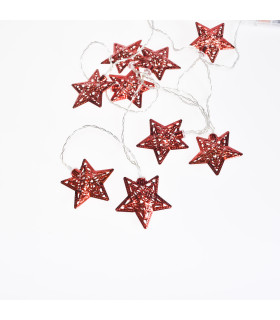 Guirnalda de 10 Estrellas LED 4 cm Rojas Alparamis