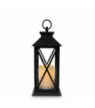 Farol Negro 30 cm con Vela Pilar LED Alparamis
