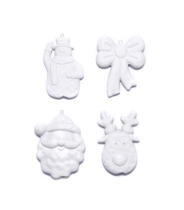 Adornos de Santa Snowman Reno y Moño 10 cm