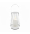 Farol Blanco 26 cm con Vela Pilar LED Alparamis