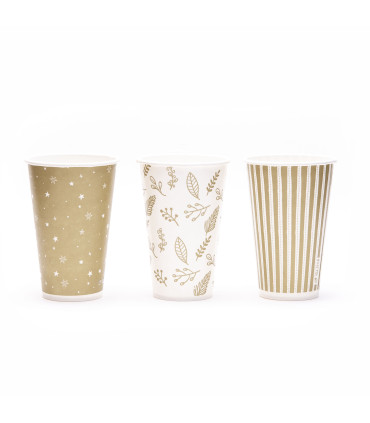 12 Paquetes de 8 Vasos Navidad Clásica Dorada