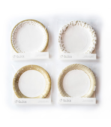 12 Paquetes De 6 Platos Navidad Dorados