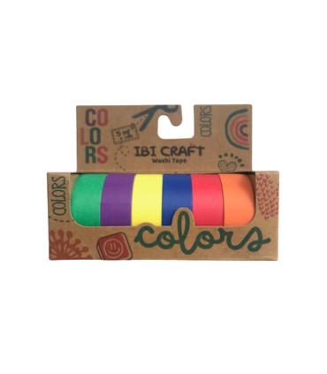 Washi Tape Box 6 Rollos de 5 m Rainbow Ibicraft