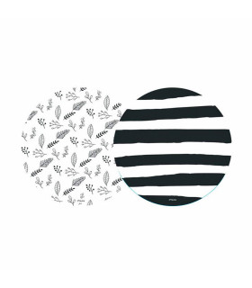 Posavasos Rayas Y Hojas Negros X 8